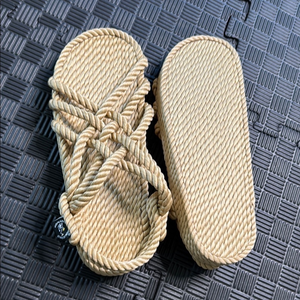 Tan Sandals with Intricate Rope Design - Picture 2 of 2